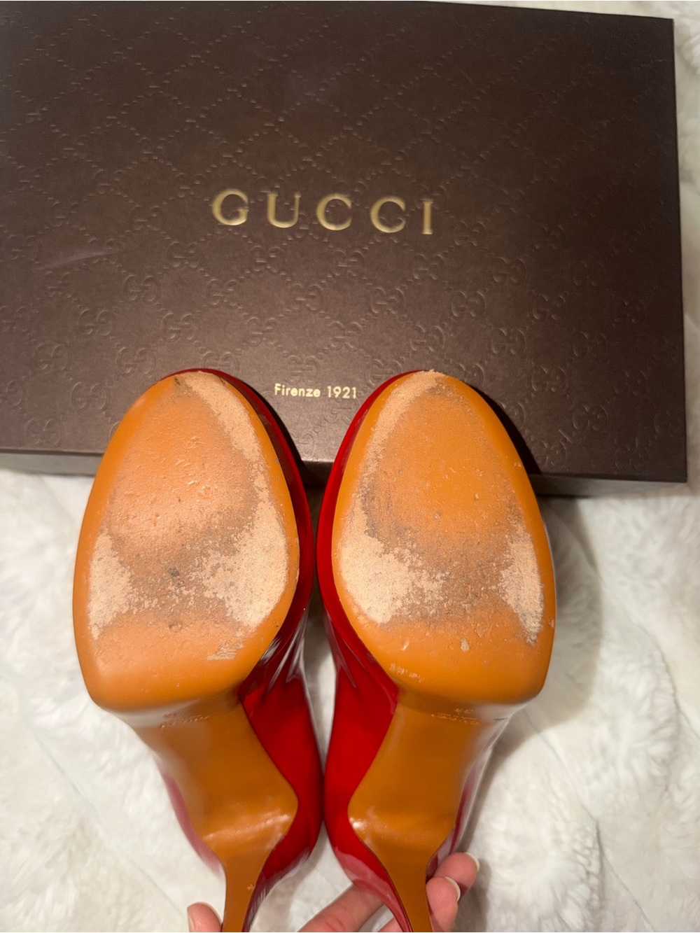 Gucci Red Patent Platform High Heel Pumps - Picture 6 of 7